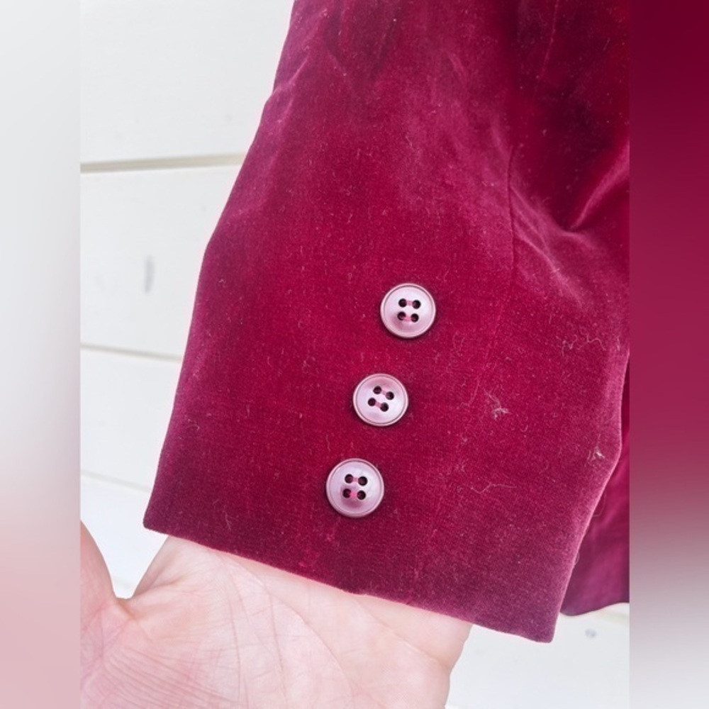 Vintage Checkpoint of California: Burgundy‎ Velvet Blazer size 13/14 - Picture 5 of 7